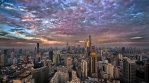 Shangai's skyline at sunset. Photo: u/arbili/Reddit.