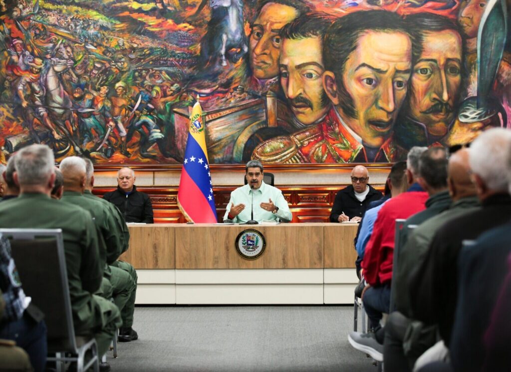 Venezuelan President Nicolás Maduro holds a meeting with the ministers, the military high command, and heads of the security agencies, in Miraflores Palace, Caracas, January 6, 2024. Photo: Presidential Press.
