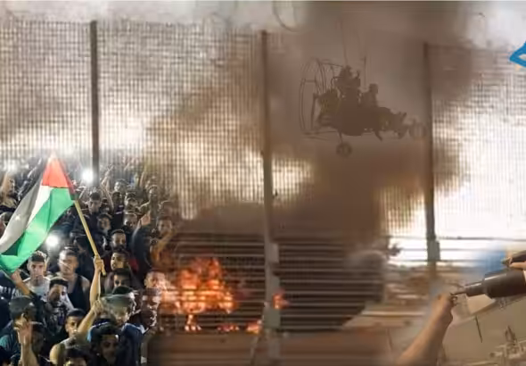 Composition depicting Palestinian steadfastness during the Al Aqsa Flood battle. Photo: Taqadoom Magazine.