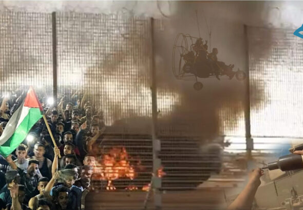 Composition depicting Palestinian steadfastness during the Al Aqsa Flood battle. Photo: Taqadoom Magazine.