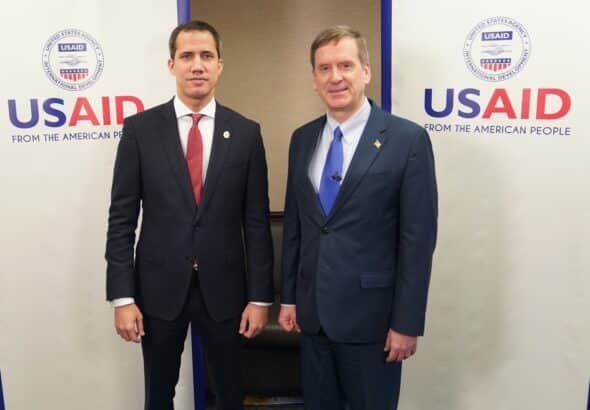 USAID Administrator Mark Green met with “Interim President” Juan Guaido to speak about USAID’s “continued support to the people of Venezuela” in June 2020. Photo: Patrick Moore/USAID/file photo.