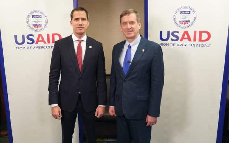 USAID Administrator Mark Green met with “Interim President” Juan Guaido to speak about USAID’s “continued support to the people of Venezuela” in June 2020. Photo: Patrick Moore/USAID/file photo.