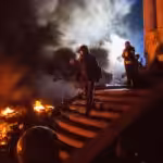 Supporters of the opposition on Maidan Square in Kiev during the clashes between protesters and the police, Feb 19, 2014. Photo: Andrey Stenin/Sputnik.