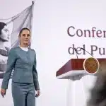 Mexican President Claudia Sheinbaum at her morning press conference. Photo: Mexican Presidential Office.