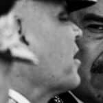 Close-up of Venezuelan President Nicolas Maduro with a “strong man look,” next to Defense Minister Vladimir Padrino. Photo: Juan Barreto/AFP via The New York Times.