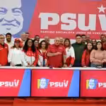 National Directorate of the PSUV during the weekly press conference held on Monday, February 17. 2025. Photo: Con el Mazo Dando.