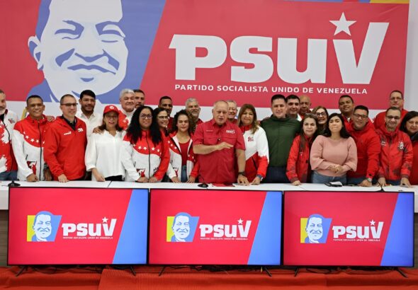 National Directorate of the PSUV during the weekly press conference held on Monday, February 17. 2025. Photo: Con el Mazo Dando.