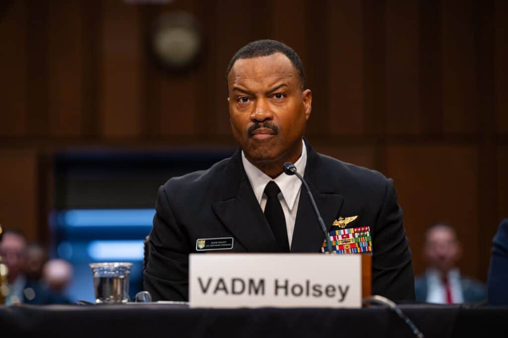 US Navy Vice Admiral Alvin Holsey testifies before the US Senate Committee on Armed Services at a confirmation hearing at the Hart Senate Office Building, District of Columbia, Sep. 12, 2024. Photo: Sgt. Sarah M. McClanahan/US Air National Guard/Tech.
