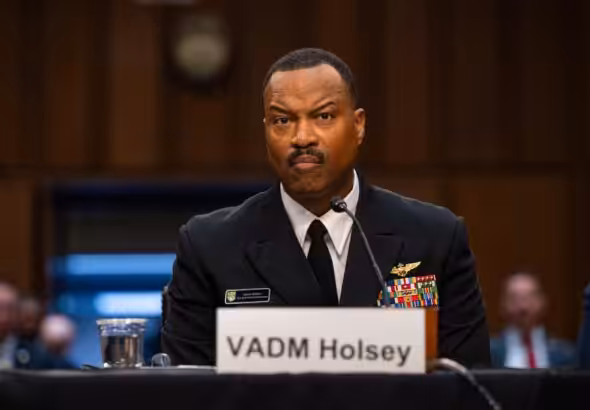 US Navy Vice Admiral Alvin Holsey testifies before the US Senate Committee on Armed Services at a confirmation hearing at the Hart Senate Office Building, District of Columbia, Sep. 12, 2024. Photo: Sgt. Sarah M. McClanahan/US Air National Guard/Tech.