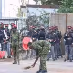Ivorian soldiers prepare for a ceremony at the 43rd Marine Infantry Battalion in Port Bouet in Abidjan, Ivory Coast, on February 20, 2025. Photo: AFP.