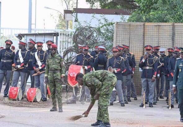 Ivorian soldiers prepare for a ceremony at the 43rd Marine Infantry Battalion in Port Bouet in Abidjan, Ivory Coast, on February 20, 2025. Photo: AFP.