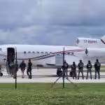 This photo shows Venezuela’s Dassault Falcon 900EX private jet after being seized by US law enforcement officials in the Dominican Republic in September 2024, now in Fort Lauderdale, Florida. Photo: Getty Images.