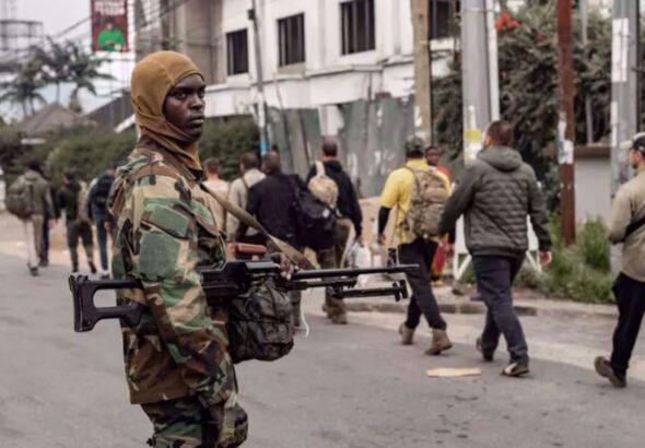 An armed member of the Rwanda-backed M23 rebel group is seen in Goma, eastern DR Congo, January 29, 2025. Photo: AFP.