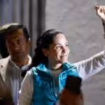 Ecuadorian leftist presidential candidate Luisa González before addressing supporters in Quito this Sunday, February 9, 2024. Photo: EFE.