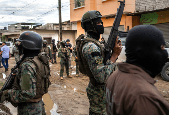 Ecuadorian soldiers in Guayaquil on Feb. 5. Photo: John Moore/Getty Images.