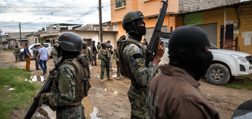 Ecuadorian soldiers in Guayaquil on Feb. 5. Photo: John Moore/Getty Images.