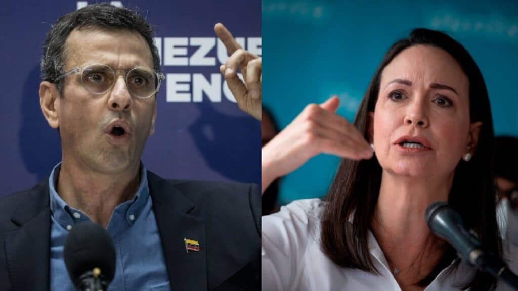 Venezuelan opposition leaders Henrique Capriles (left) and María Corina Machado (right). File photo.