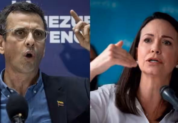 Venezuelan opposition leaders Henrique Capriles (left) and María Corina Machado (right). File photo.