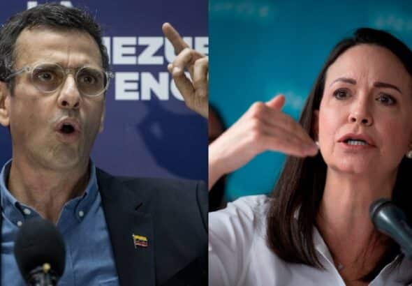 Venezuelan opposition leaders Henrique Capriles (left) and María Corina Machado (right). File photo.