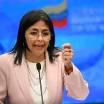 Venezuelan Vice President Delcy Rodríguez speaks at a press conference in Miraflores Palace, Caracas, November 2024. Photo: Federico Parra/AFP/file photo.