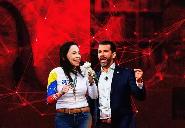 Photo composition showing Venezuelan far-right politician Maria Corina Machado next to Donald Trump Jr. Photo: El Estimulo.