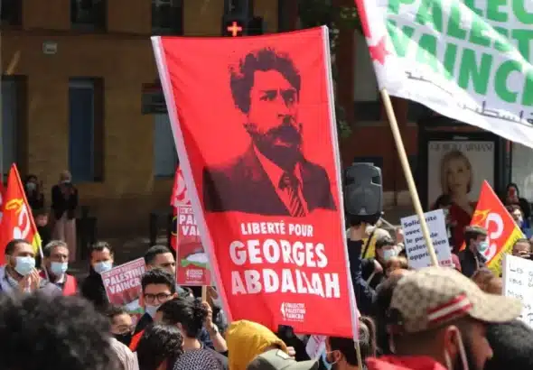 A rally in support of political prisoner Georges Abdallah. Photo: Samidoun/file photo.