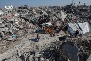 Scene of widespread destruction in Jabalia refugee camp in northern Gaza, result of the Zionist entity's genocidal aggression of 471 days. Photo: Quds News Network.