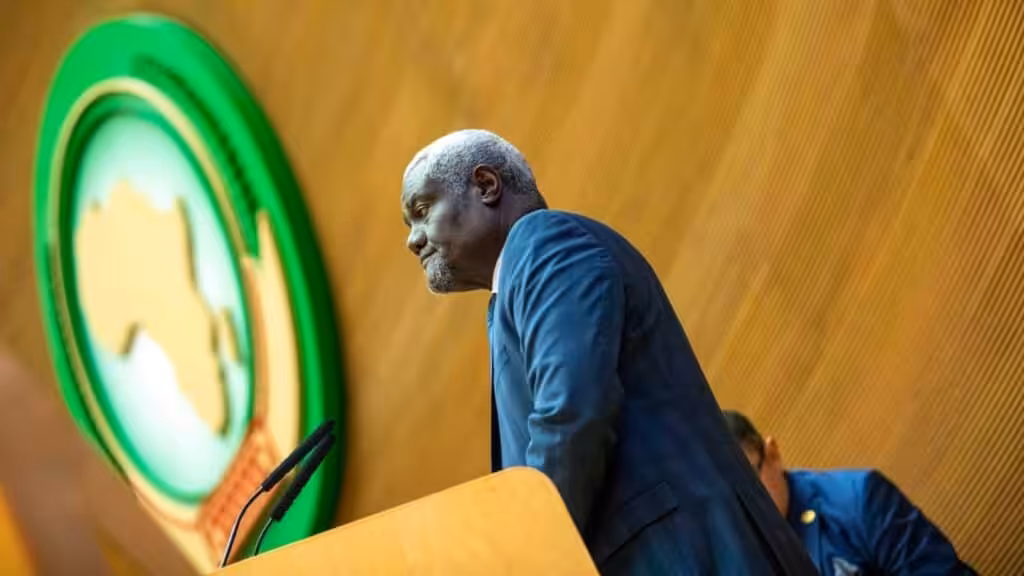 Address by the outgoing Chairperson of the African Union Commission, Moussa Faki Mahamat. Photo: @_AfricanUnion/X.