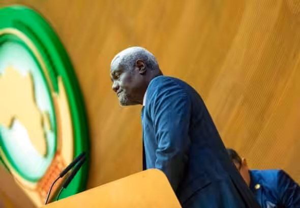 Address by the outgoing Chairperson of the African Union Commission, Moussa Faki Mahamat. Photo: @_AfricanUnion/X.