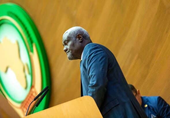 Address by the outgoing Chairperson of the African Union Commission, Moussa Faki Mahamat. Photo: @_AfricanUnion/X.