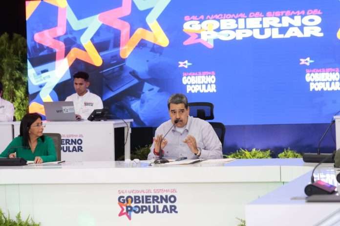 Venezuelan President Nicolás Maduro (right) and Vice President Delcy Rodríguez (left) at the inauguration of the National Chamber of the People's Government System, February 7, 2025. Photo: Presidential Press.