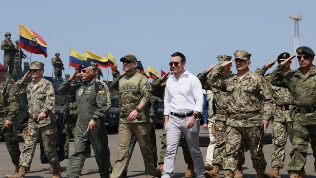 Ecuadorian President Daniel Noboa at an official event giving tactical vehicles to the Ecuadorian Army. Photo: Presidencia Ecuador.