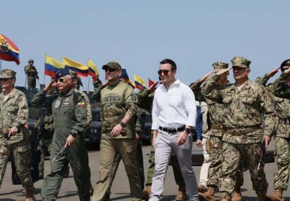Ecuadorian President Daniel Noboa at an official event giving tactical vehicles to the Ecuadorian Army. Photo: Presidencia Ecuador.