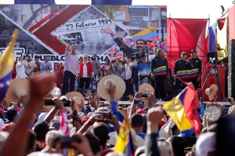 Venezuelan President Nicolás Maduro attends the commemorative march for 36 years of the Caracazo uprising. Photo: MINCYT.