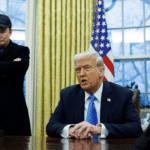 Elon Musk and US President Donald Trump. Photo: Aaron Schwartz/Bloomberg.