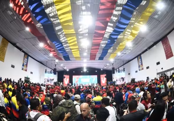 Panoramic view of one of the plenary sessions of the PSUV Extraordinary Congress held in Caracas from February 4 to 6, 2025. Photo: IG/@partidopsuv.