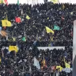 Mourners attend the funeral of late Hezbollah leaders Hassan Nasrallah and Hashem Safieddine at the Camille Chamoun Sports City Stadium on the outskirts of Beirut on February 23, 2025. Photo: AFP.