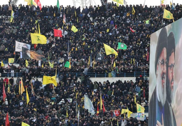 Mourners attend the funeral of late Hezbollah leaders Hassan Nasrallah and Hashem Safieddine at the Camille Chamoun Sports City Stadium on the outskirts of Beirut on February 23, 2025. Photo: AFP.