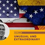 The flags of the US (left) and Venezuela (right), with a photo of columnist Clodovaldo Hernández (middle). Photo: Venezuelanalysis.