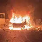 Israeli airstrike on a vehicle in Iqlim al-Tuffah, southern Lebanon. Photo: X.