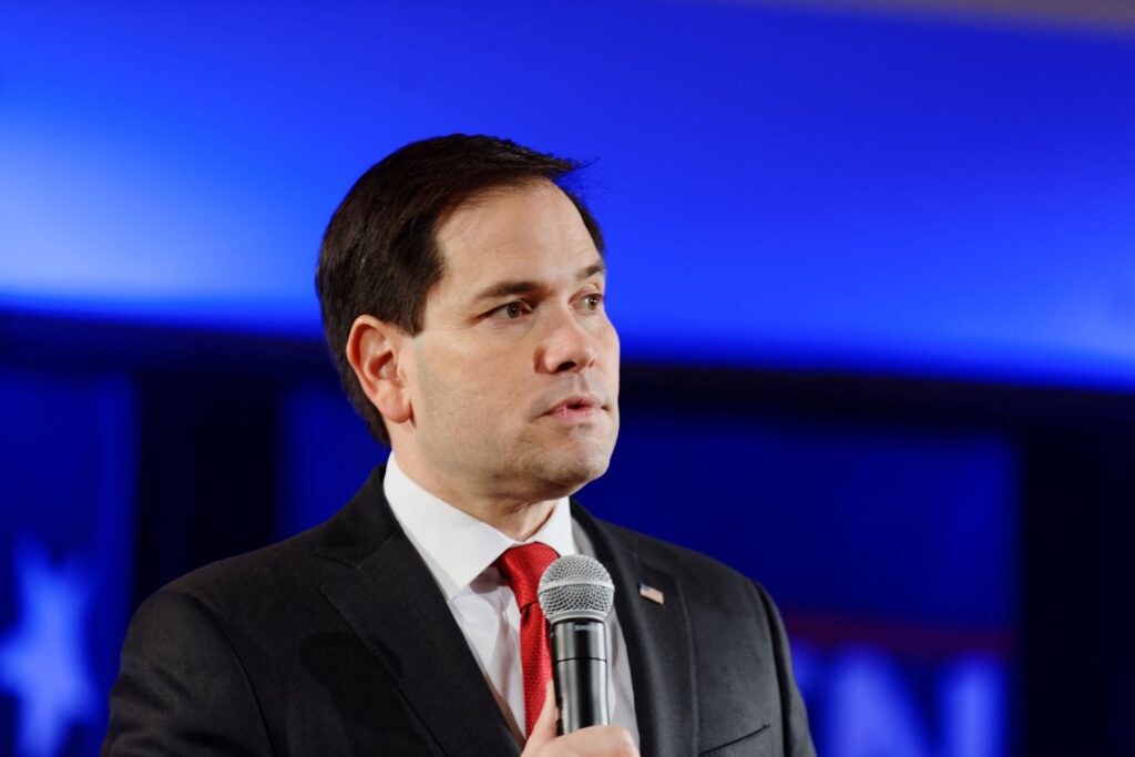 Marco Rubio with a microphone in his hand during an event in 2021. Photo: Michael Badon/file photo.