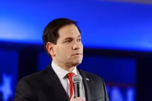 Marco Rubio with a microphone in his hand during an event in 2021. Photo: Michael Badon/file photo.
