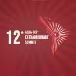 Banner for the 12th ALBA-TCP Extraordinary Summit. Photo: Telesur.