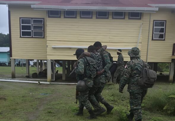 Guyanese soldiers being evacuated. Photo: Guyanese Dense Forces/Stabroek News.
