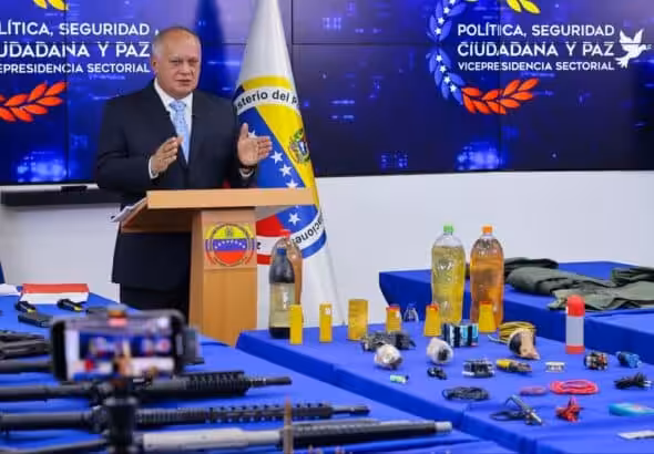 Venezuelan Interior Minister Diosdado Cabello at a press conference on February 13, 2025. Photo: Con el Mazo Dando.