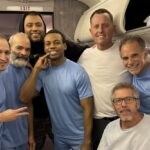 Six US nationals detained in Venezuela head home to the US with Donald Trump's envoy for special missions, Richard Grenell (third from right). The names of those released have been kept in reserve. Photo: X/@RichardGrenell.