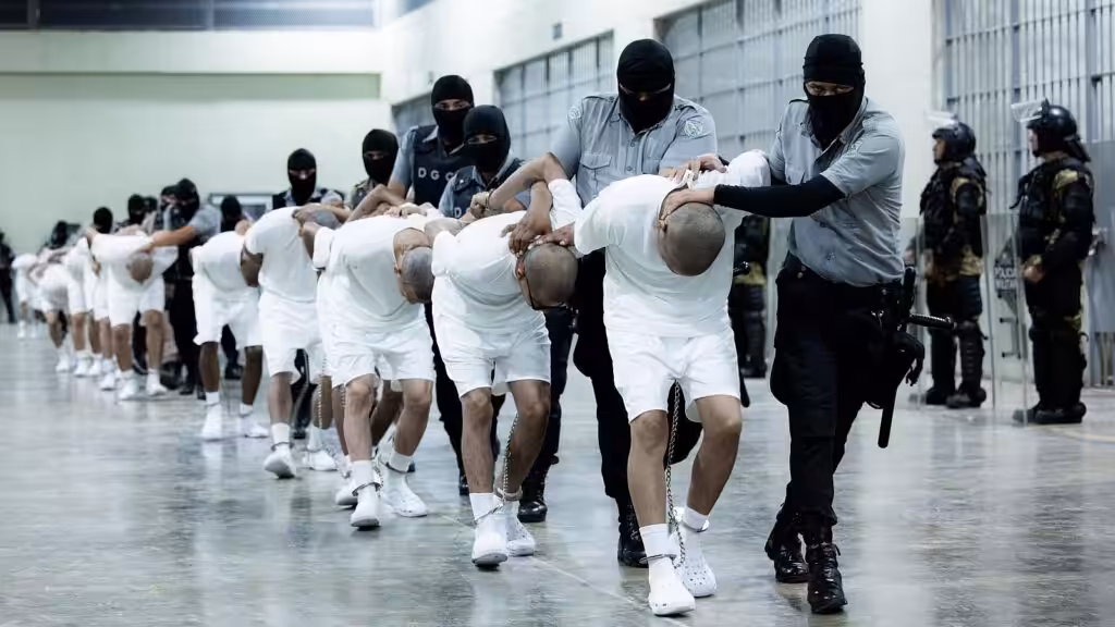 Venezuelan migrants falsely labeled as Tren de Aragua gang members by the US government are being treated like terrorists in Salvadoran prisons. Photo: Salvadoran President Press Office.
