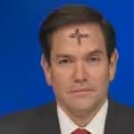 Secretary of state of the US empire, Marco Rubio, during an interview with a cross on his forehead, on March 5, 2025. Photo: Fox News/file photo.