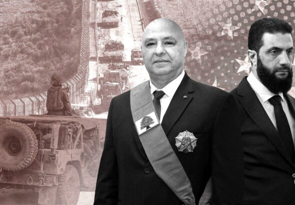 Compilation image showing Joseph Aoun (Left) and Abu al-Julani (Right). Photo: The Cradle.