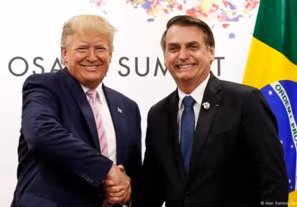 President Donald Trump with far right former Brazilian President Jair Bolsonaro at the G20 summit in Japan in 2019. Photo: Palácio do Planalto.